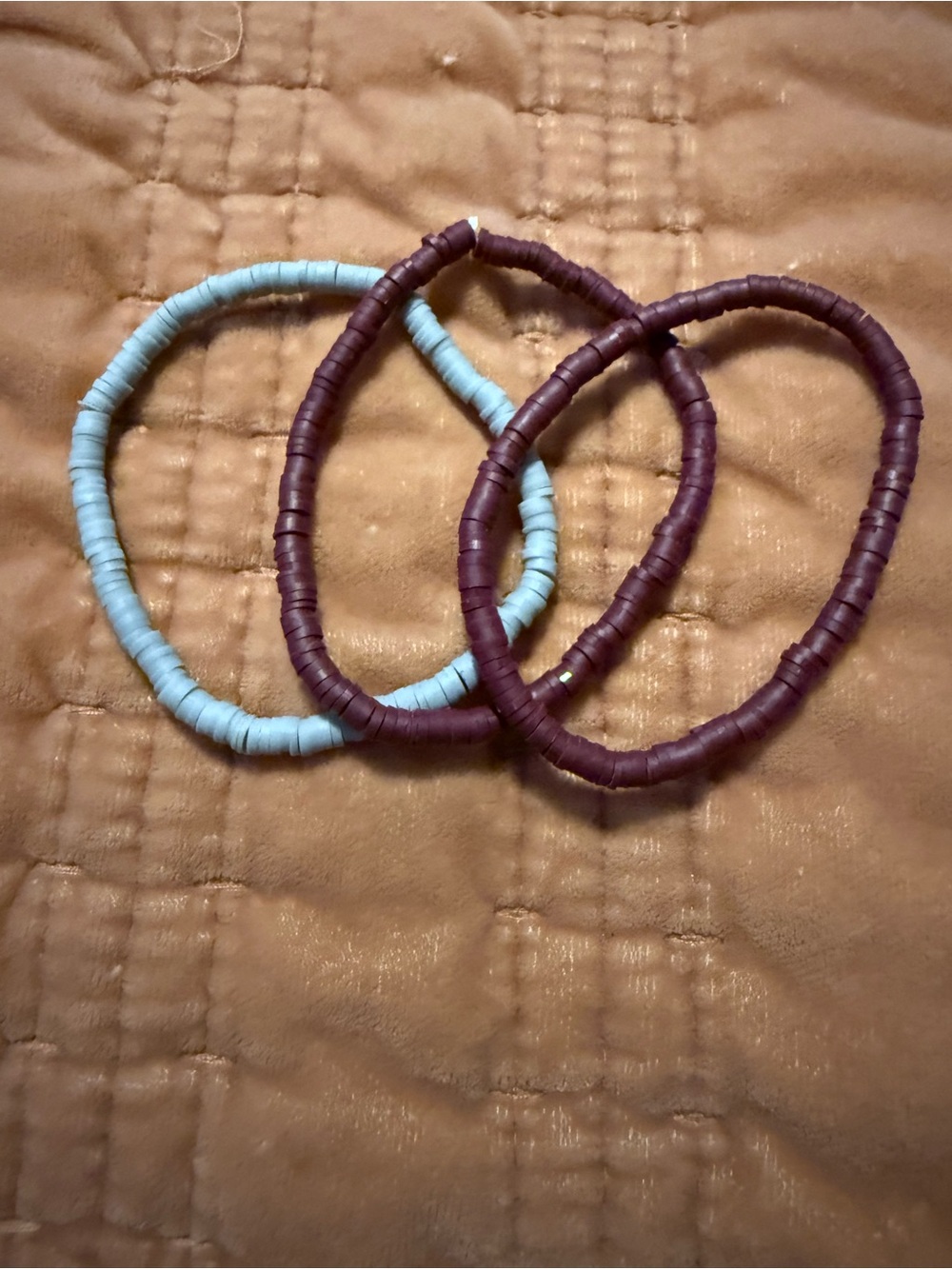 Stackable Beaded Stretch Bracelets in Gray and Dark Red - set of 3